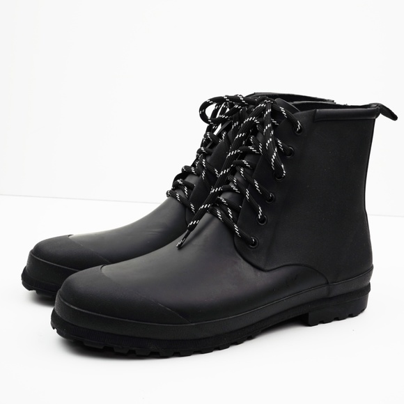 New MADEWELL The Lace-Up Lugsole Rain Boot in Black - Picture 5 of 6